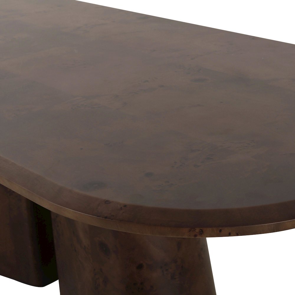 Gladyss Brown Burl Oval 87 inch Dining Table. Picture 6