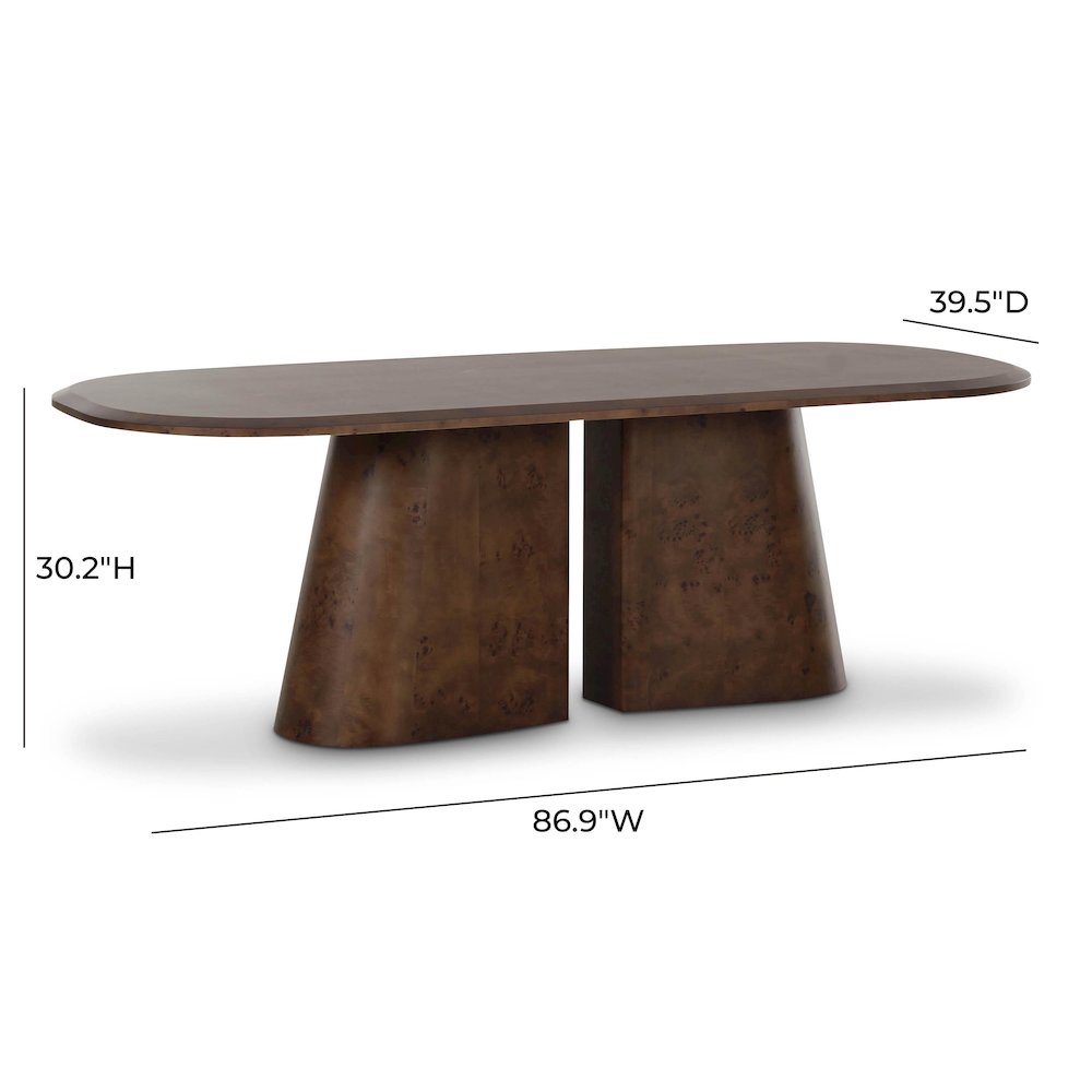 Gladyss Brown Burl Oval 87 inch Dining Table. Picture 7