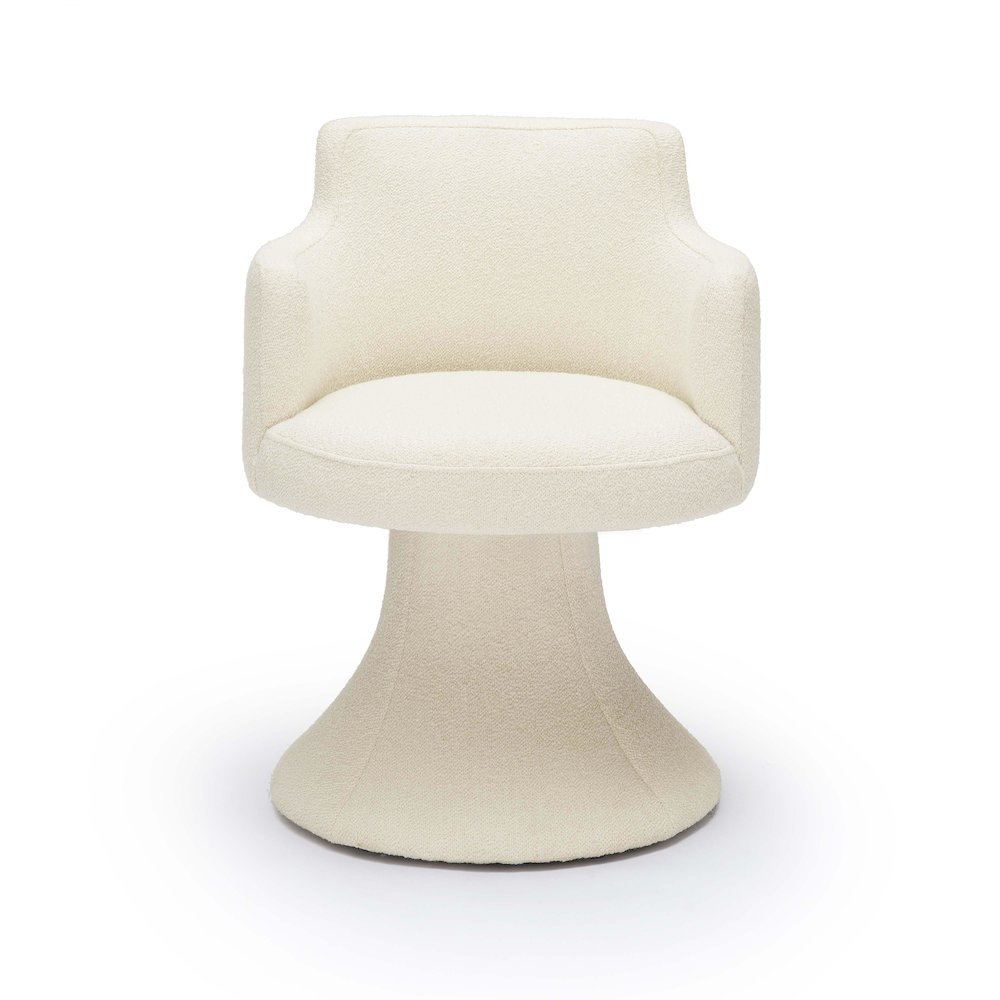 Jeffree Cream Performance Boucle Swivel Dining Chair. Picture 3