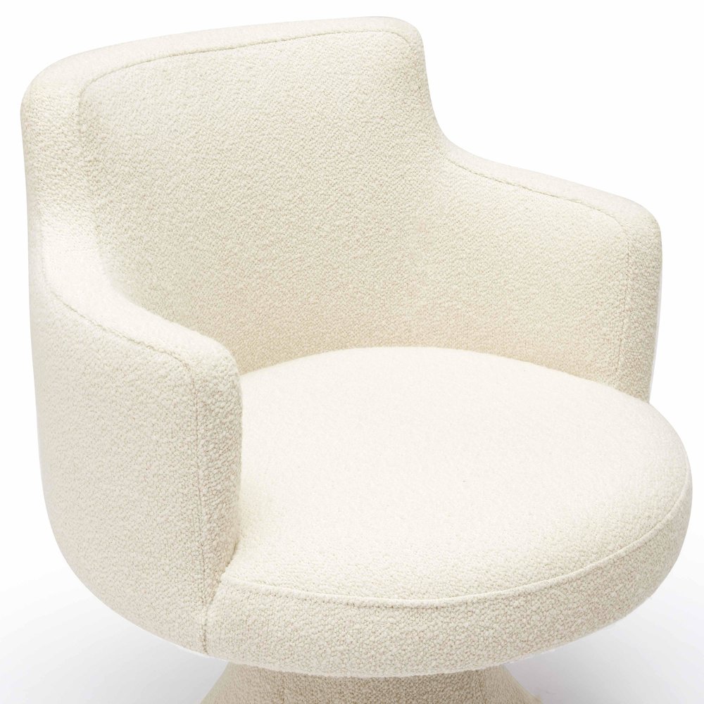 Jeffree Cream Performance Boucle Swivel Dining Chair. Picture 5