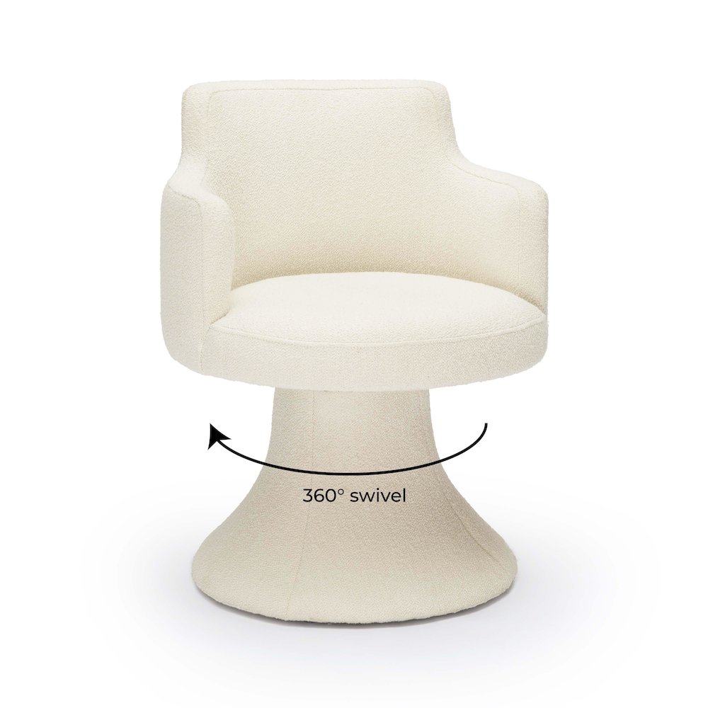 Jeffree Cream Performance Boucle Swivel Dining Chair. Picture 6