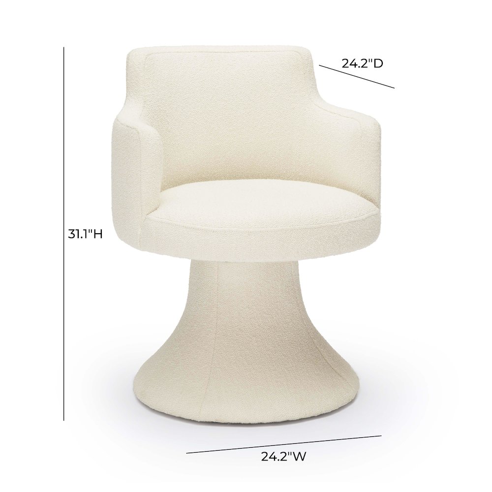 Jeffree Cream Performance Boucle Swivel Dining Chair. Picture 7