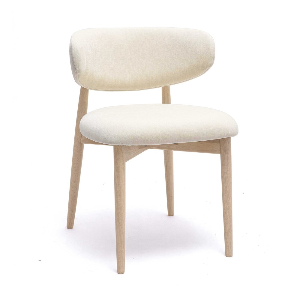 Zinea Cream Performance Textured Velvet Dining Chair. Picture 1