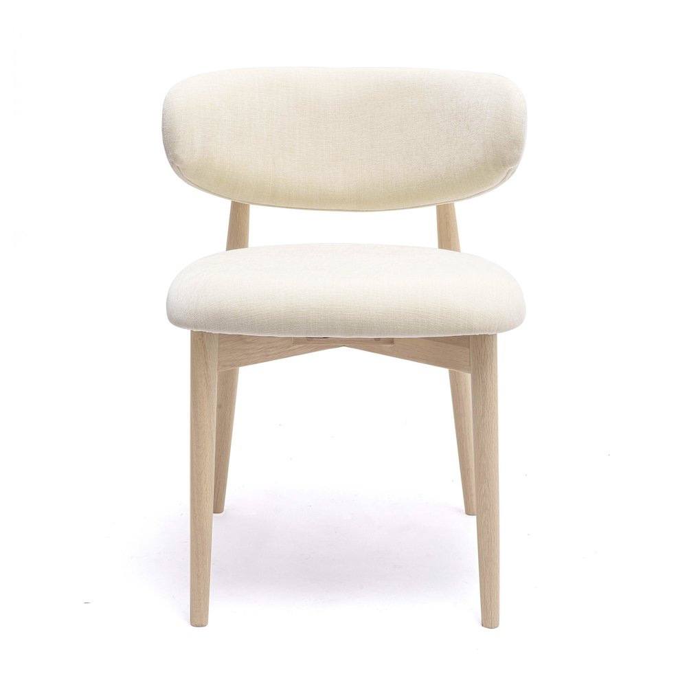 Zinea Cream Performance Textured Velvet Dining Chair. Picture 3