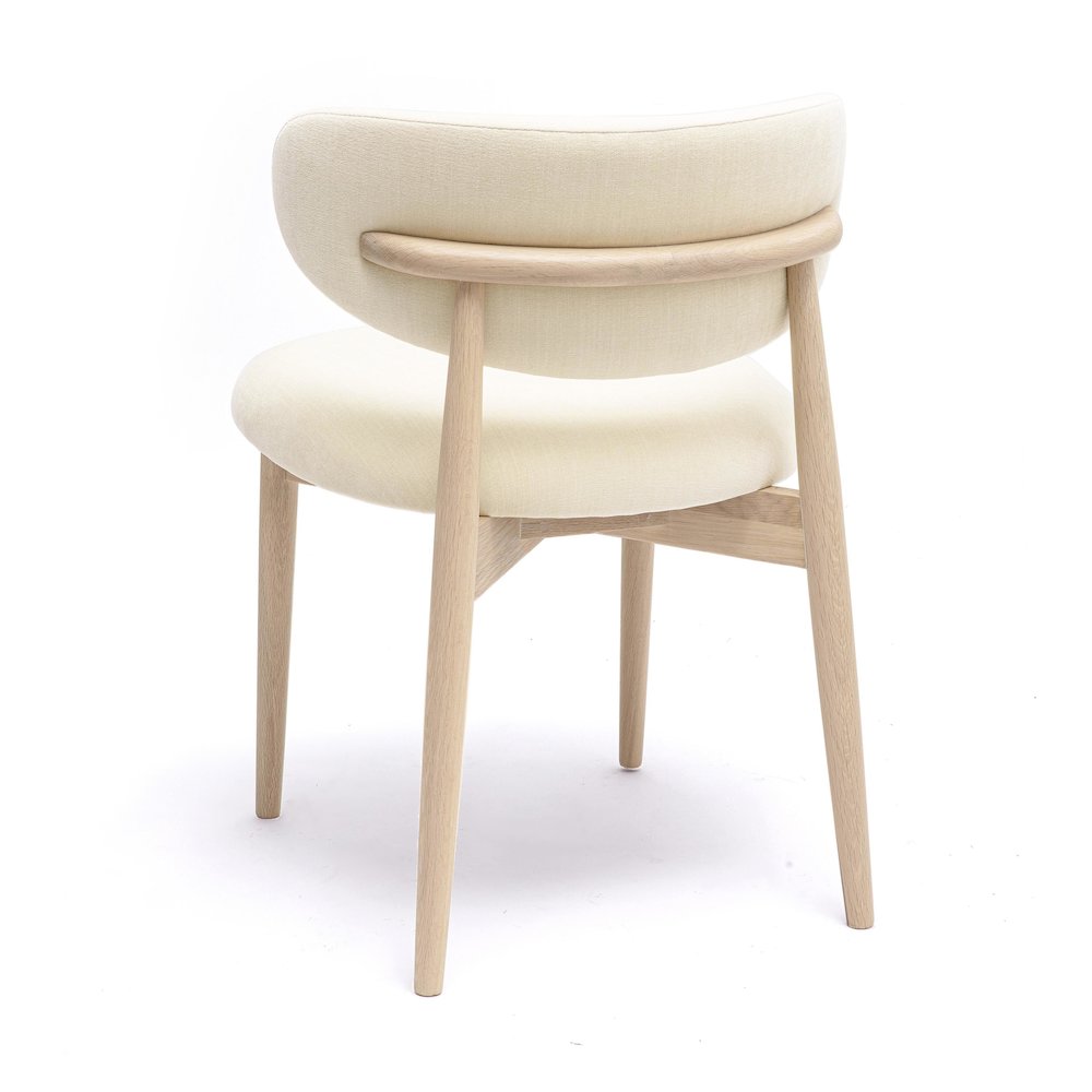 Zinea Cream Performance Textured Velvet Dining Chair. Picture 4