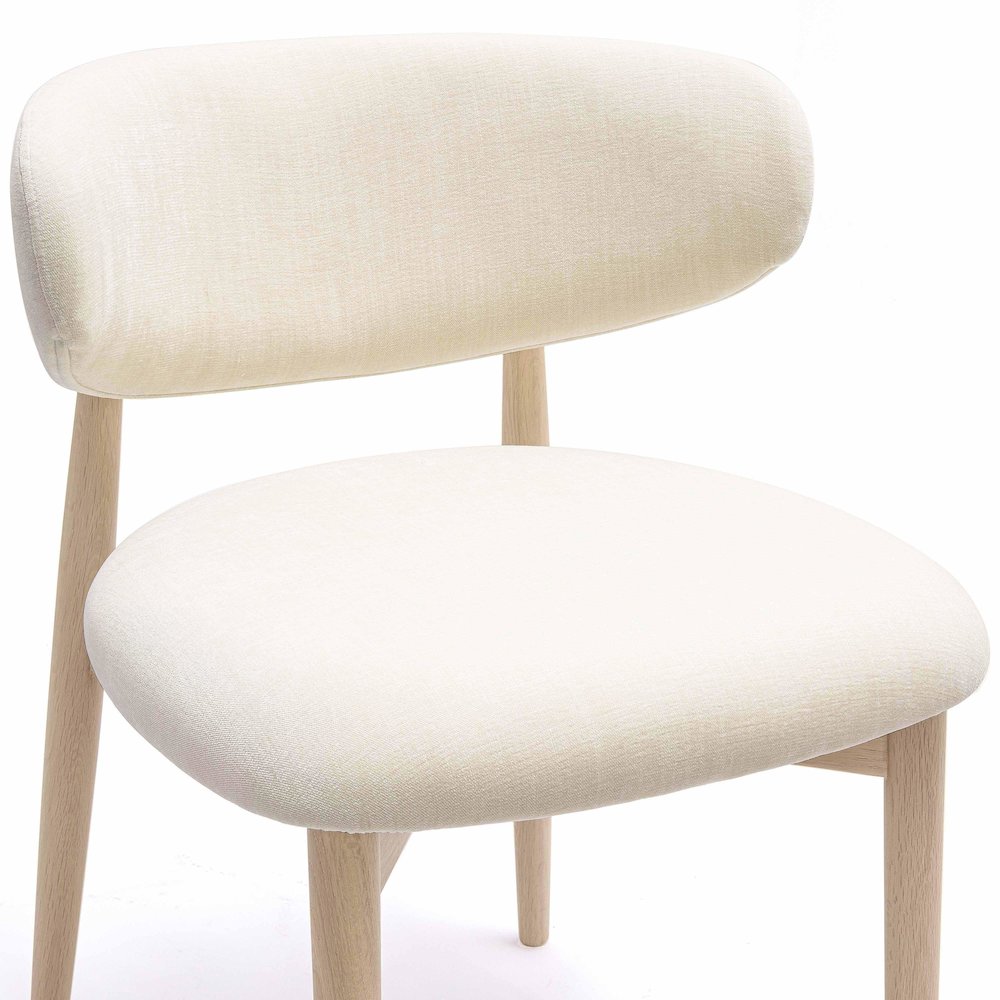 Zinea Cream Performance Textured Velvet Dining Chair. Picture 5