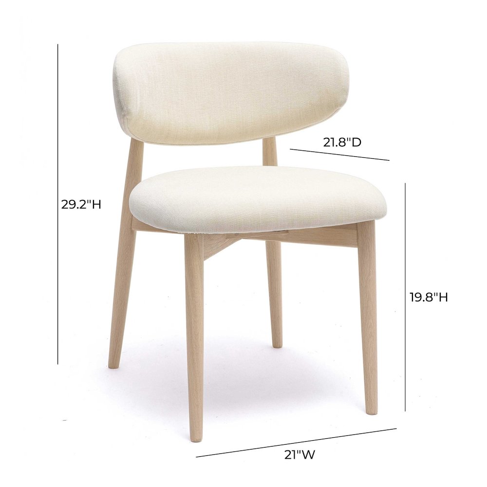 Zinea Cream Performance Textured Velvet Dining Chair. Picture 6