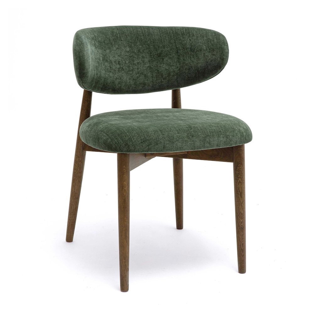 Zinea Forest Green Performance Textured Velvet Dining Chair. Picture 1