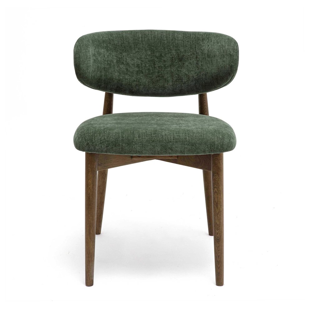 Zinea Forest Green Performance Textured Velvet Dining Chair. Picture 3