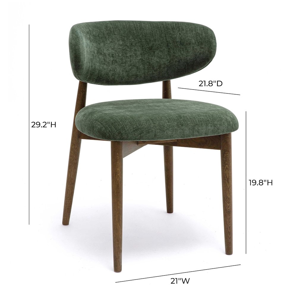 Zinea Forest Green Performance Textured Velvet Dining Chair. Picture 6