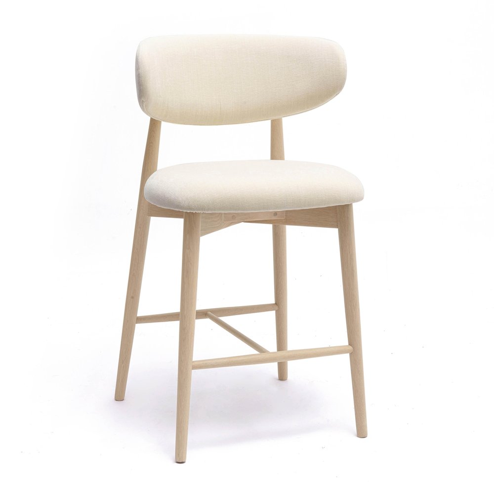 Zinea Cream Performance Textured Velvet Counter Stool. Picture 1