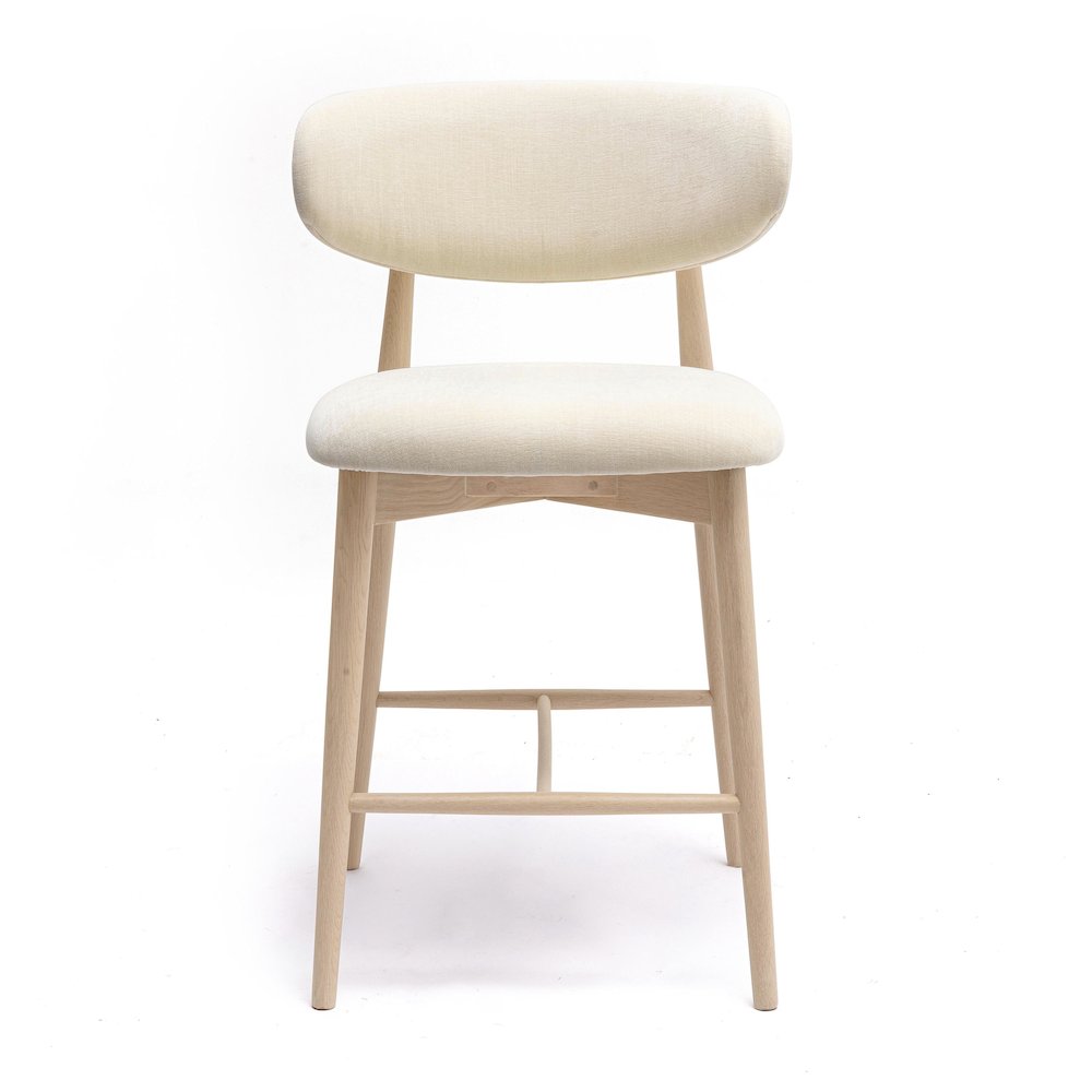 Zinea Cream Performance Textured Velvet Counter Stool. Picture 3