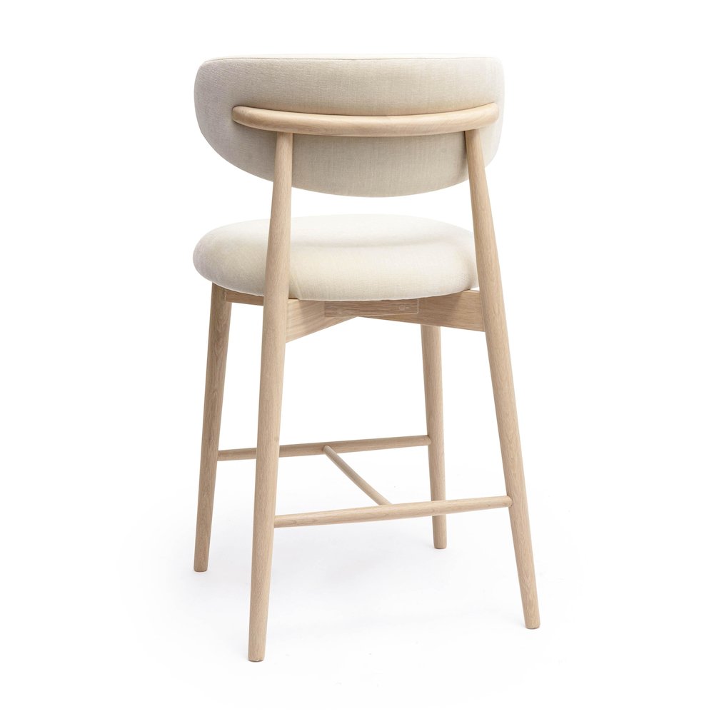 Zinea Cream Performance Textured Velvet Counter Stool. Picture 4