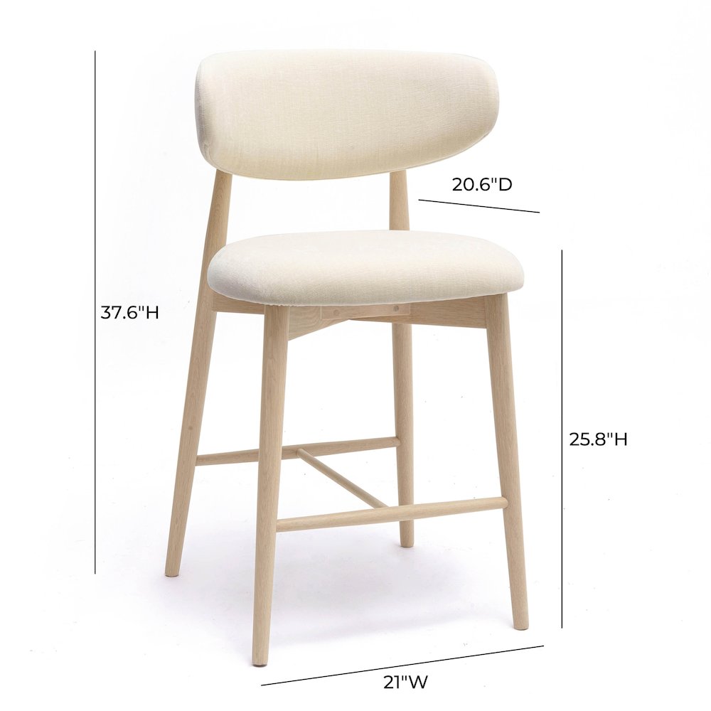 Zinea Cream Performance Textured Velvet Counter Stool. Picture 6