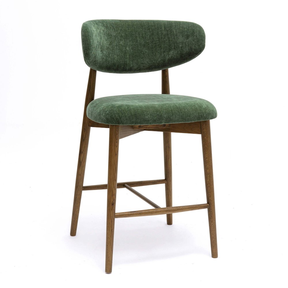 Zinea Forest Green Performance Textured Velvet Counter Stool. Picture 1