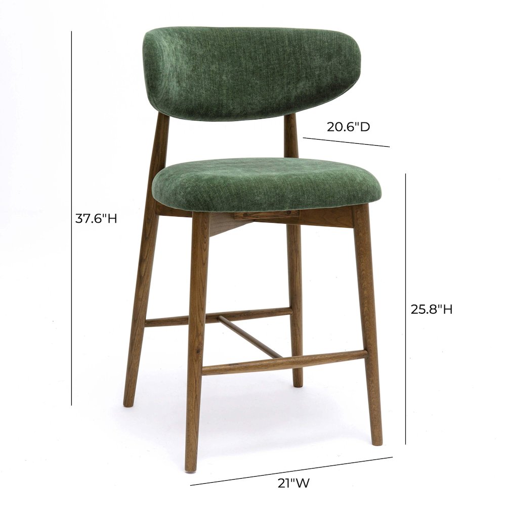 Zinea Forest Green Performance Textured Velvet Counter Stool. Picture 6