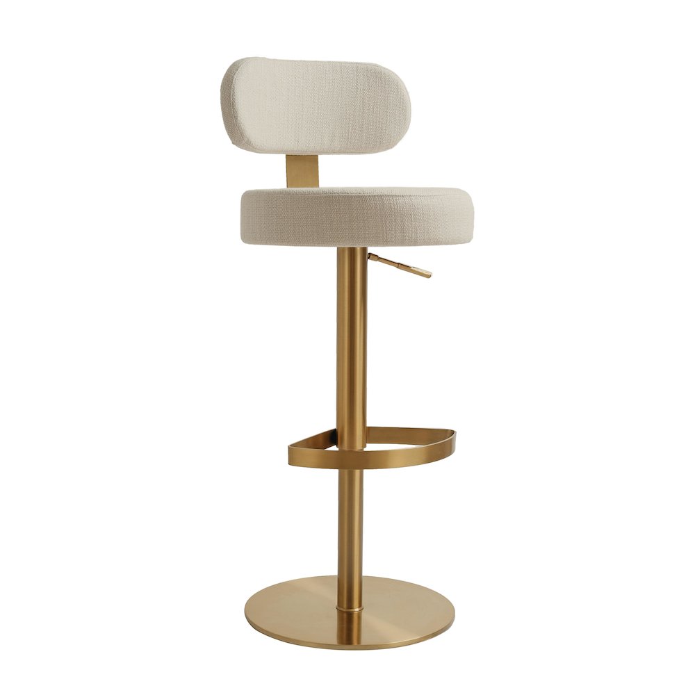 Primrose Cream Textured Performance Fabric Adjustable Stool. Picture 1