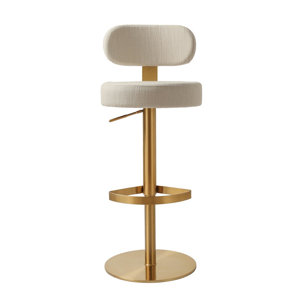 Primrose Cream Textured Performance Fabric Adjustable Stool. Picture 3