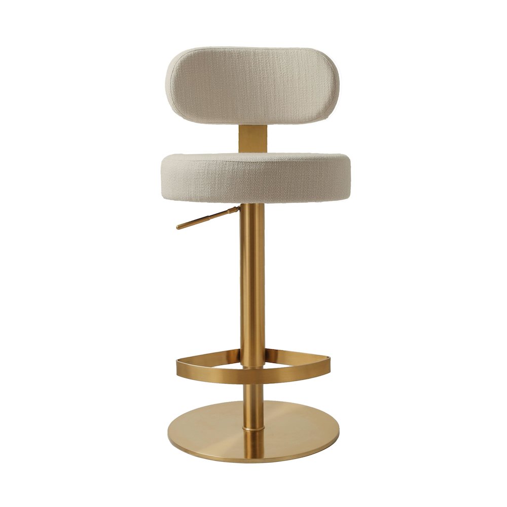 Primrose Cream Textured Performance Fabric Adjustable Stool. Picture 4