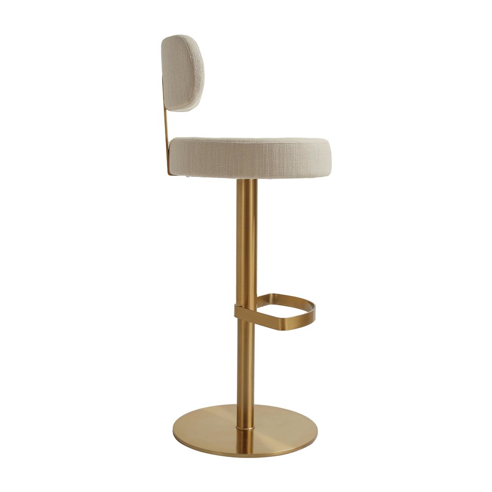 Primrose Cream Textured Performance Fabric Adjustable Stool. Picture 5