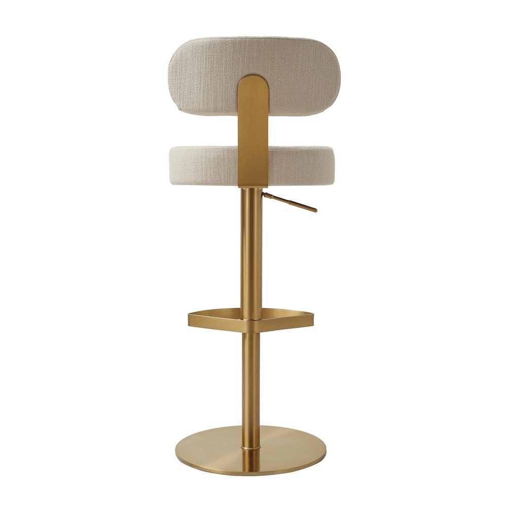 Primrose Cream Textured Performance Fabric Adjustable Stool. Picture 6