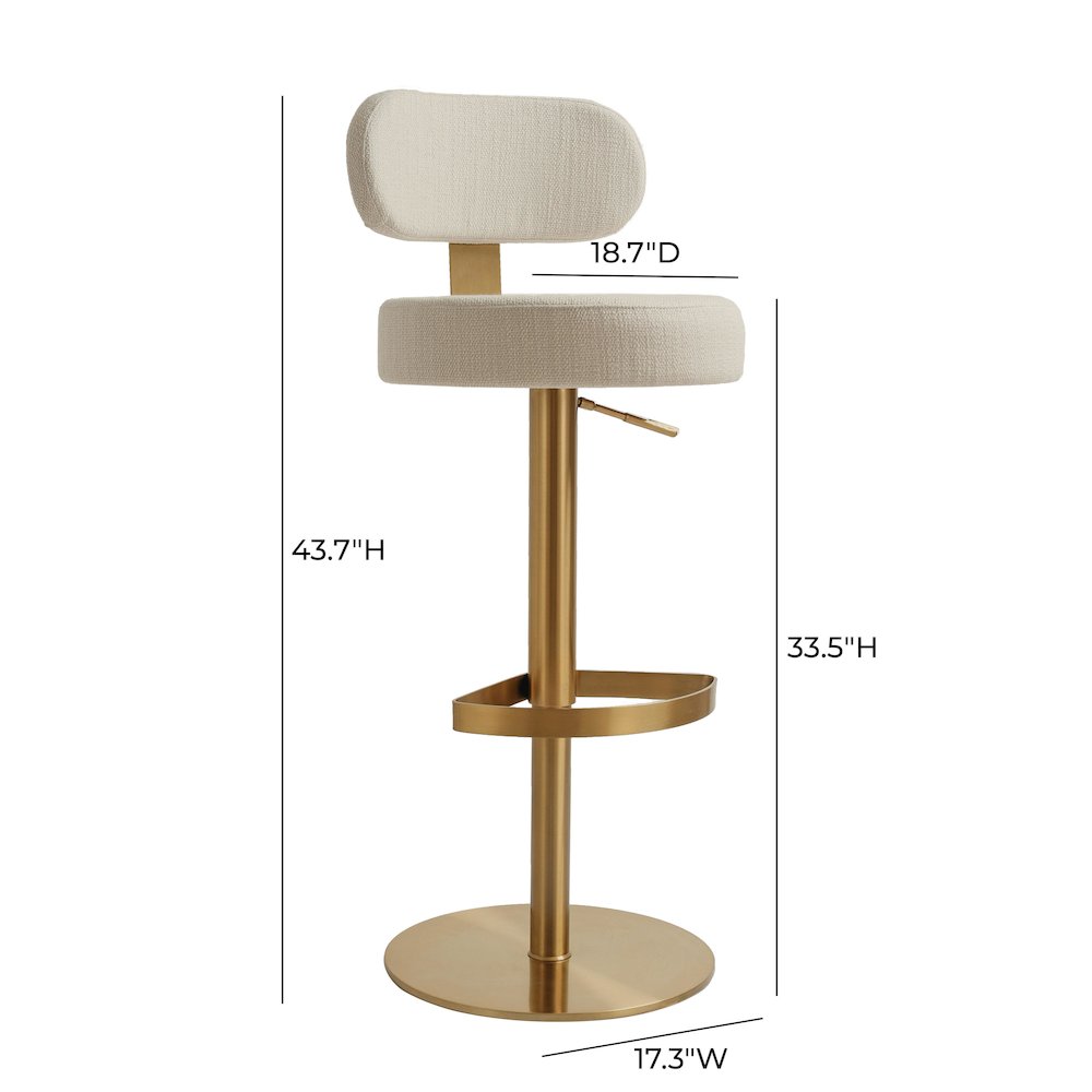 Primrose Cream Textured Performance Fabric Adjustable Stool. Picture 9