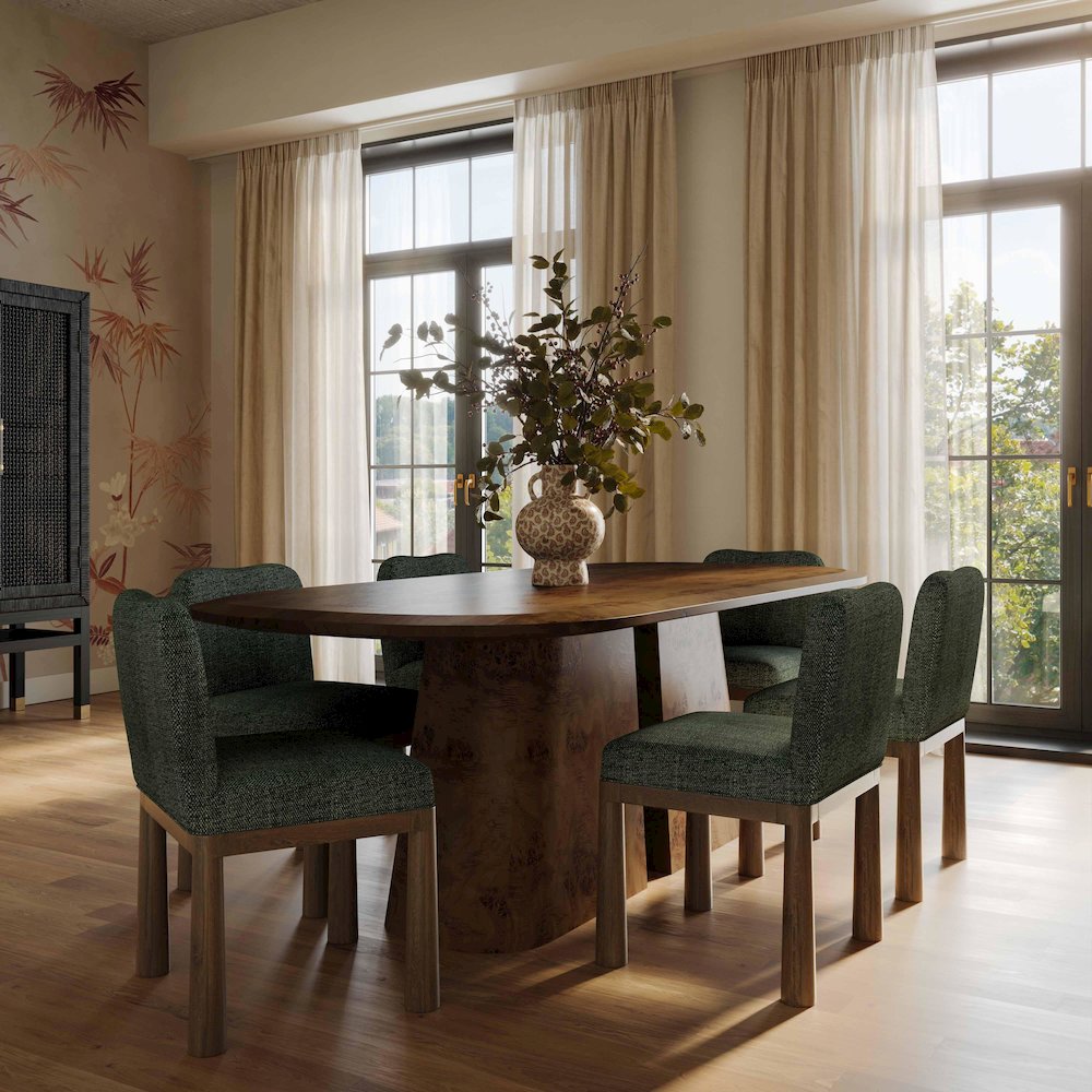 Tiara Forest Green Performance Basketweave Fabric Dining Chair. Picture 2