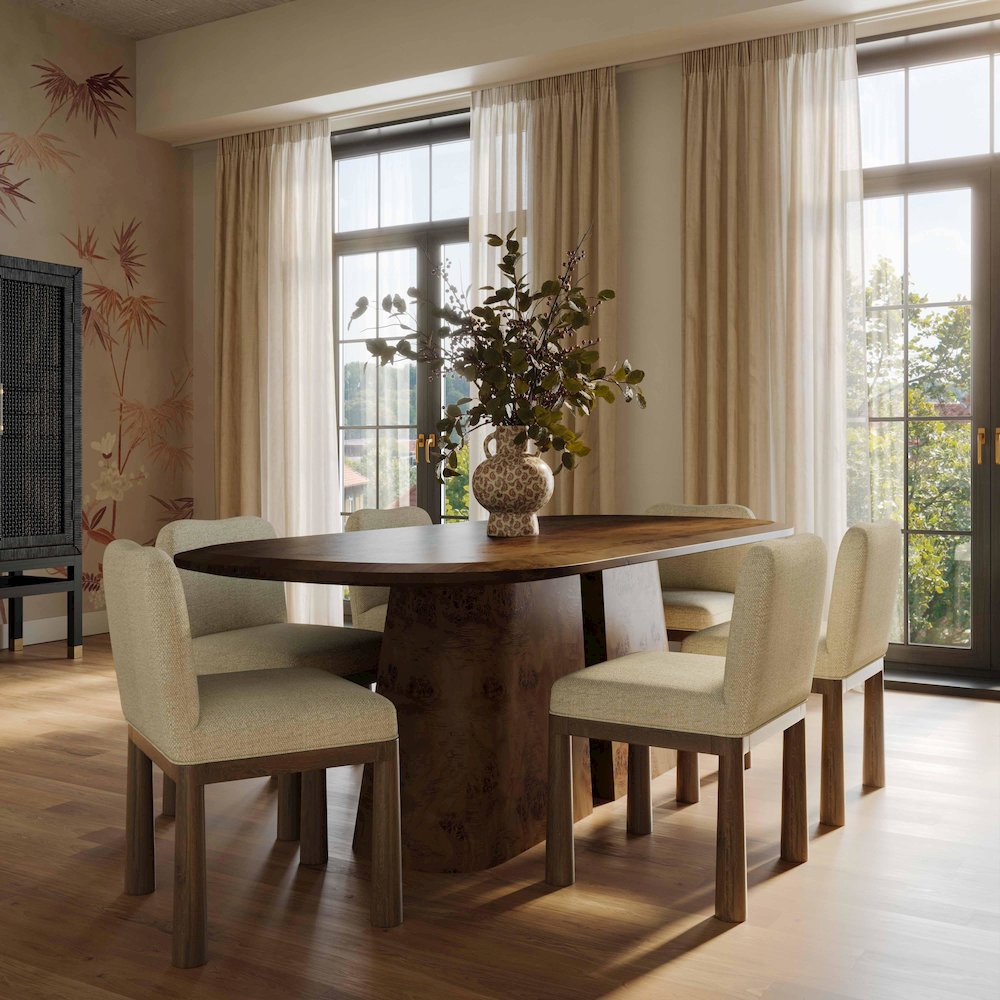 Tiara Cream Performance Basketweave Fabric Dining Chair. Picture 2