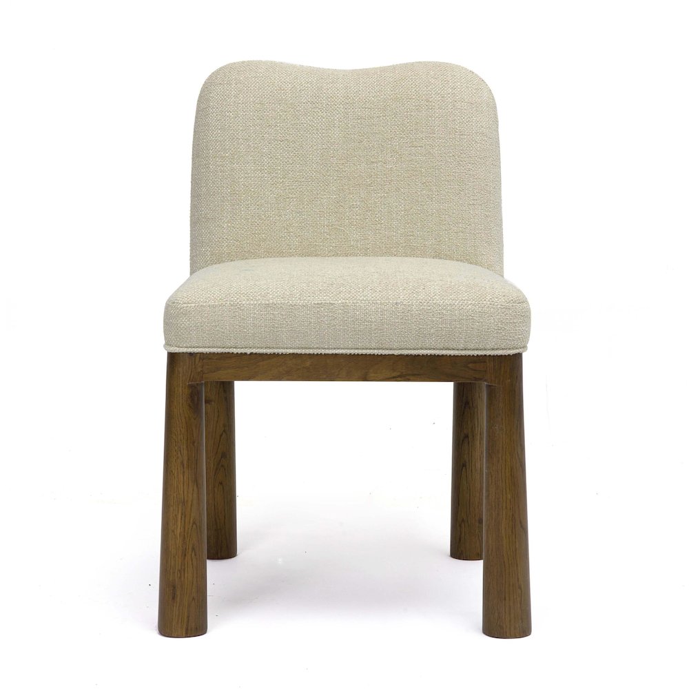 Tiara Cream Performance Basketweave Fabric Dining Chair. Picture 3