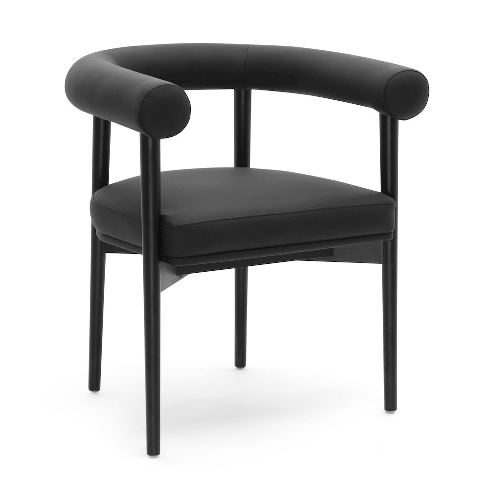 Spara Black Vegan Leather Dining Chair. Picture 1
