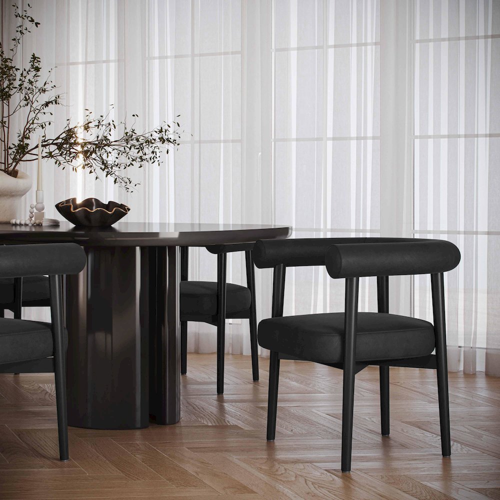 Spara Black Vegan Leather Dining Chair. Picture 2