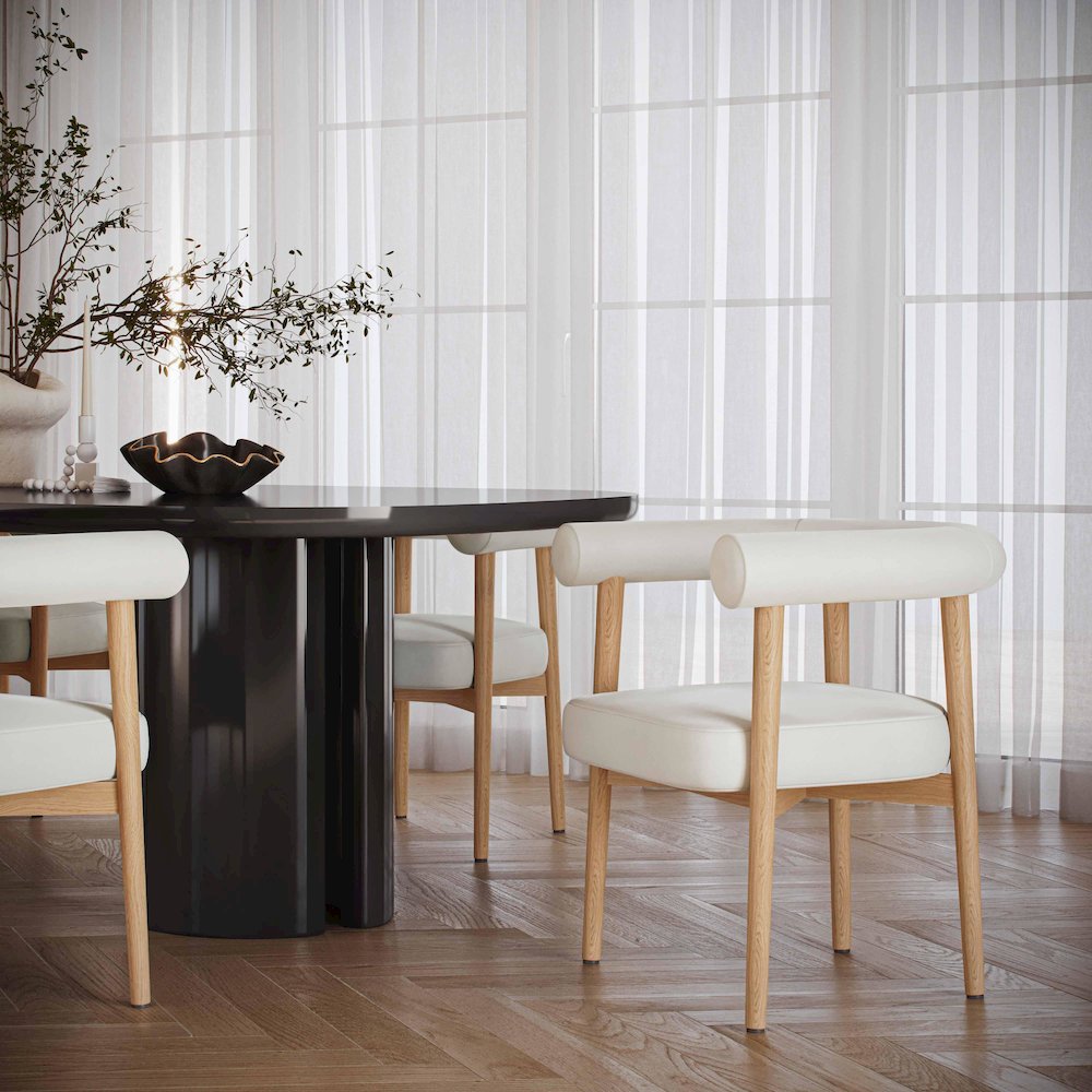 Spara White Vegan Leather Dining Chair. Picture 2