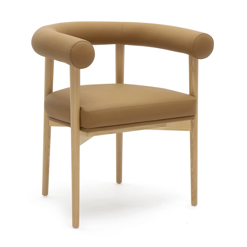 Spara Cognac Vegan Leather Dining Chair. Picture 1