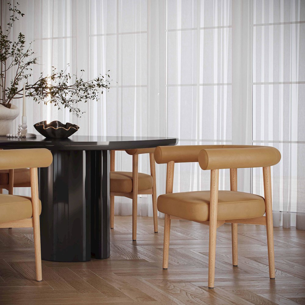 Spara Cognac Vegan Leather Dining Chair. Picture 2