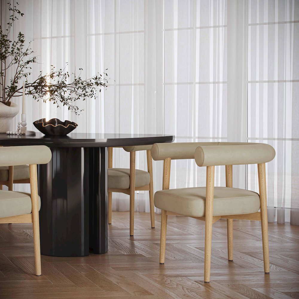 Spara Taupe Vegan Leather Dining Chair. Picture 2