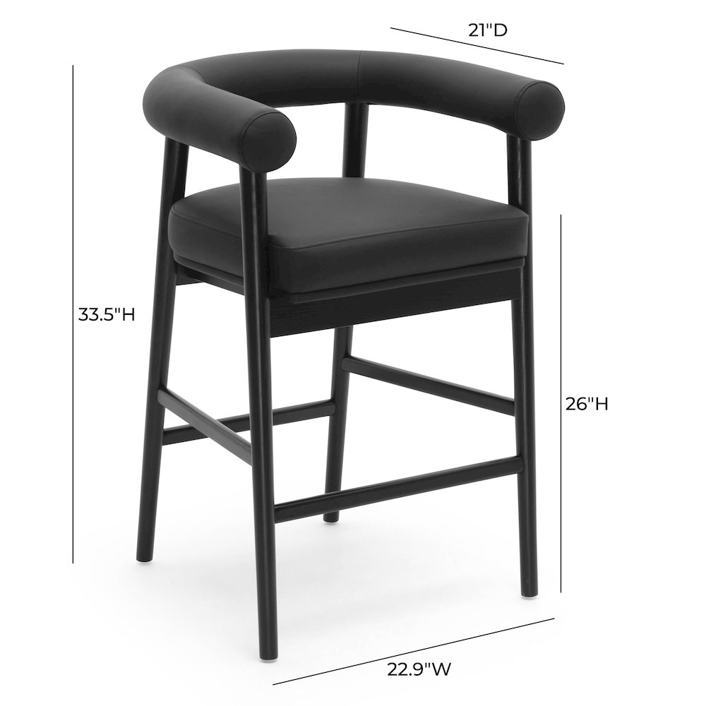 Spara Black Vegan Leather Counter Stool. Picture 6