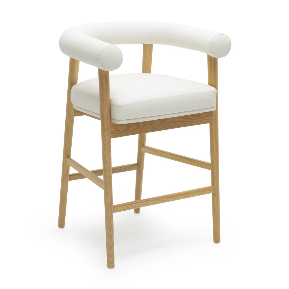 Spara White Vegan Leather Counter Stool. Picture 1