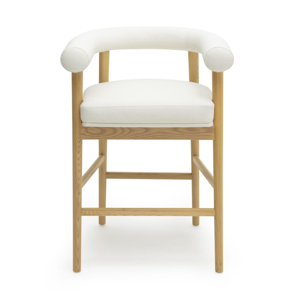 Spara White Vegan Leather Counter Stool. Picture 3