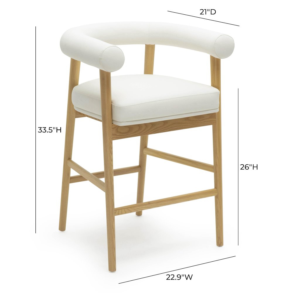 Spara White Vegan Leather Counter Stool. Picture 6