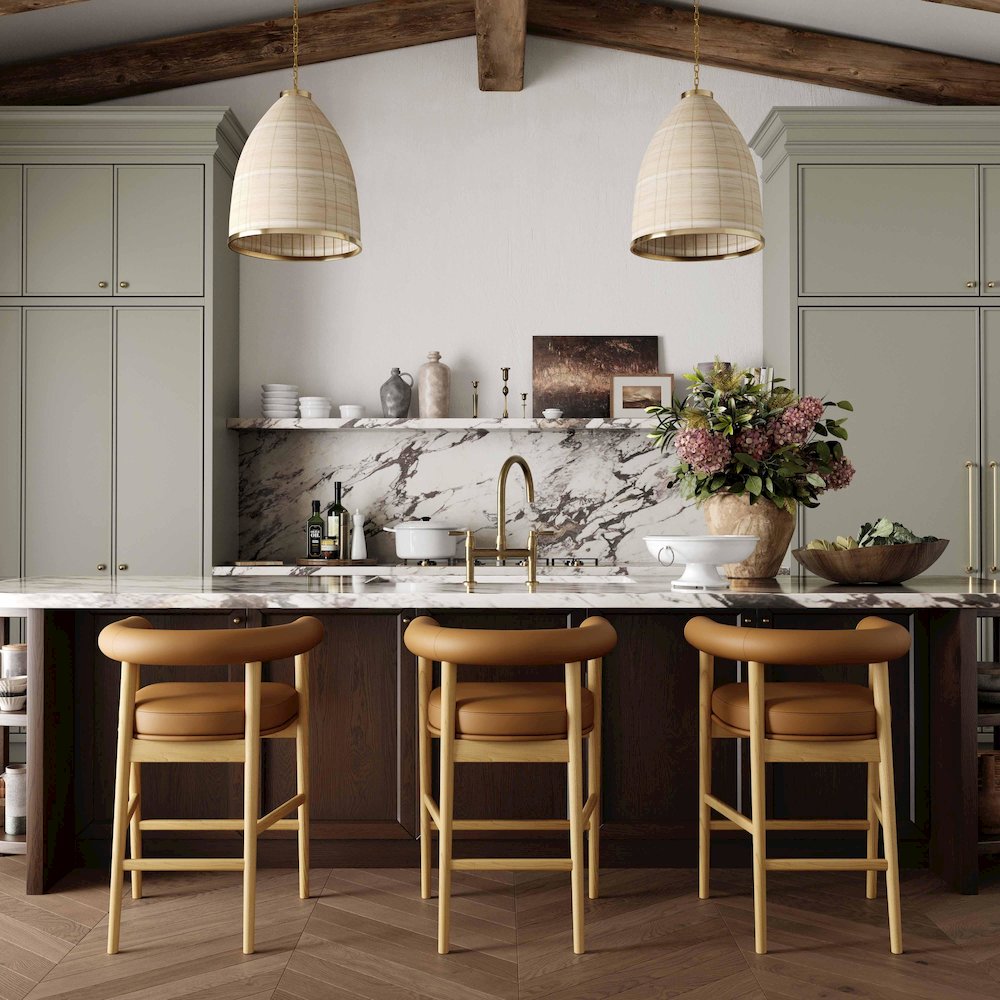 Spara Cognac Vegan Leather Counter Stool. Picture 2