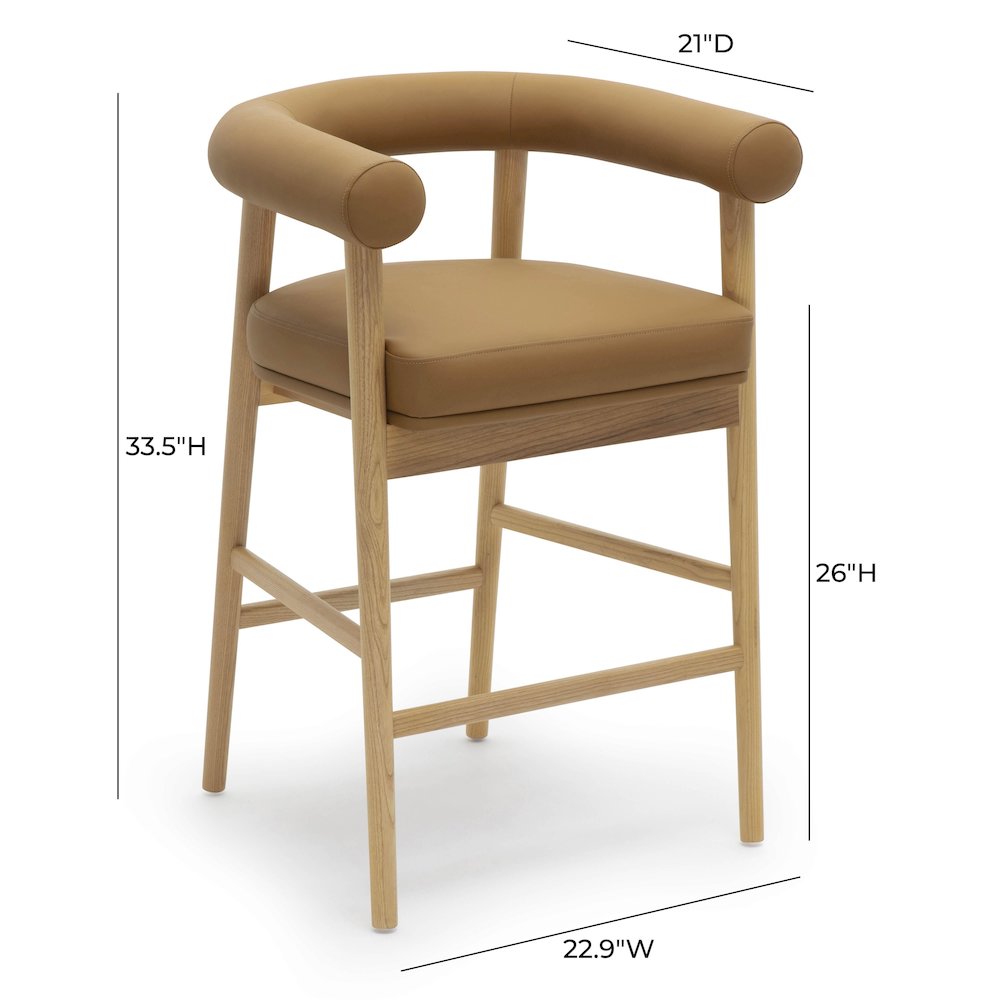 Spara Cognac Vegan Leather Counter Stool. Picture 6