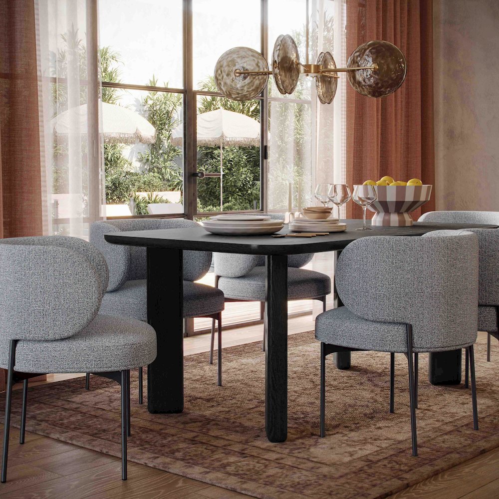 Maureen Speckled Grey Performance Boucle Dining Chair. Picture 2