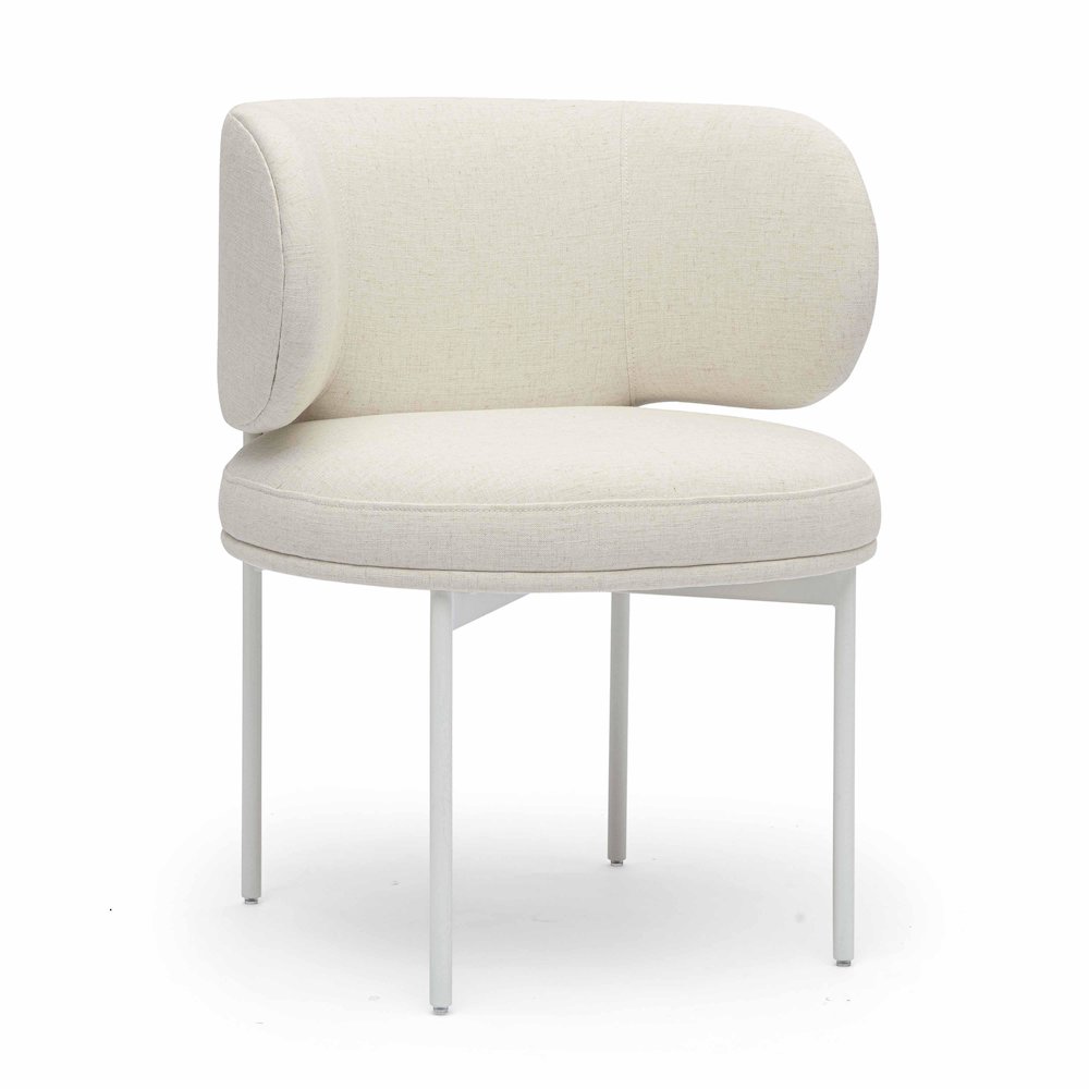 Maureen Cream Performance Upcycled Linen Dining Chair. Picture 1