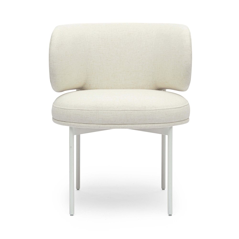 Maureen Cream Performance Upcycled Linen Dining Chair. Picture 3