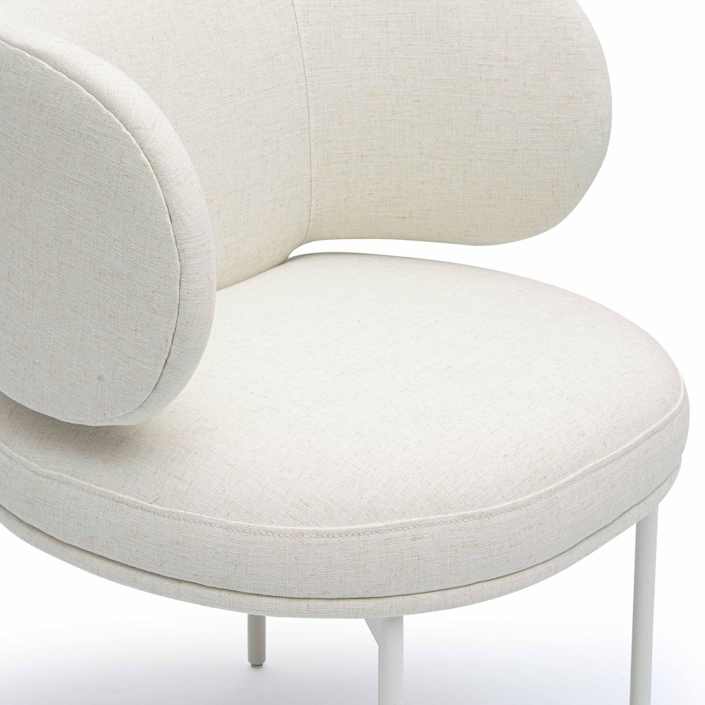 Maureen Cream Performance Upcycled Linen Dining Chair. Picture 5