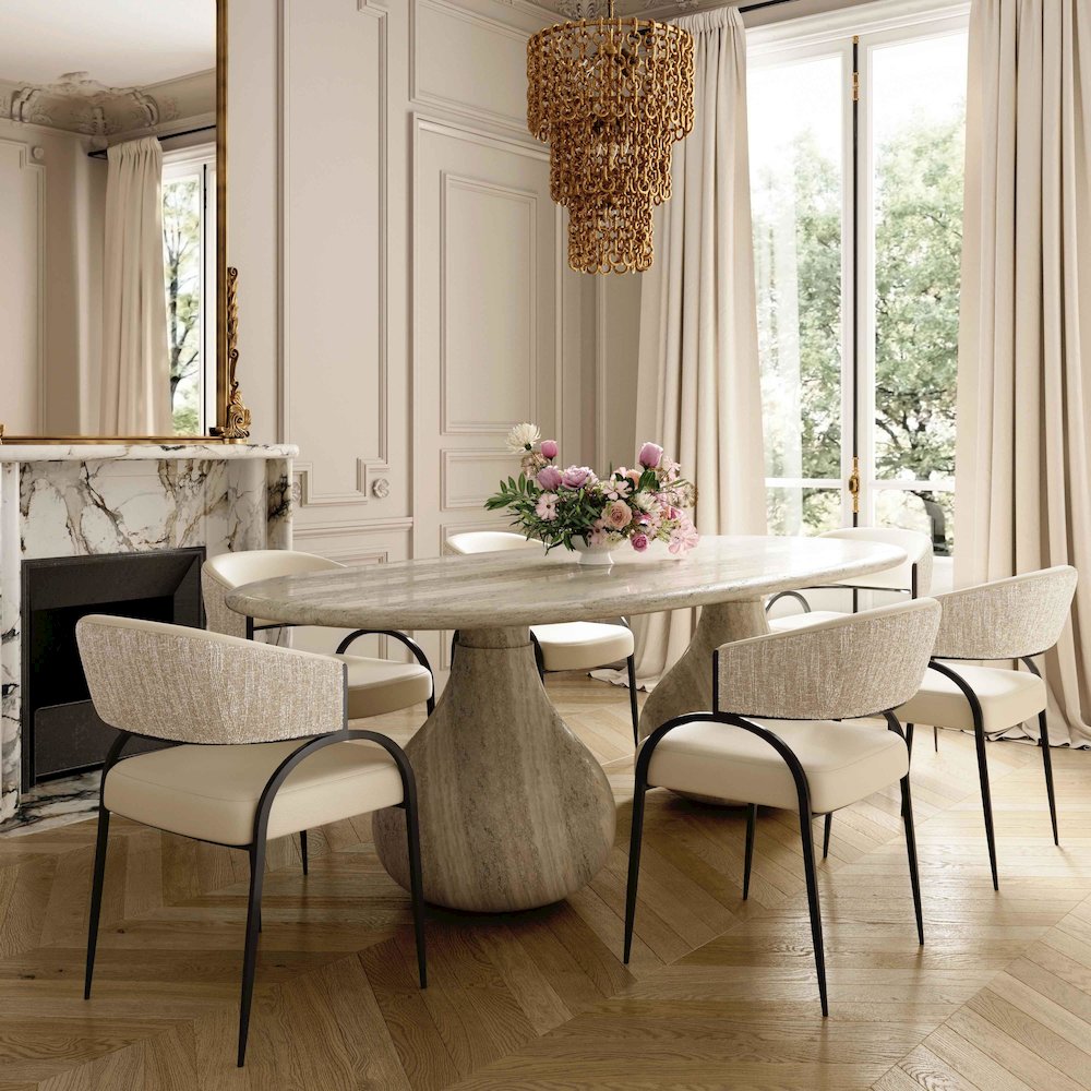 Tatum Cream Vegan Leather 2-Tone Dining Chair. Picture 2