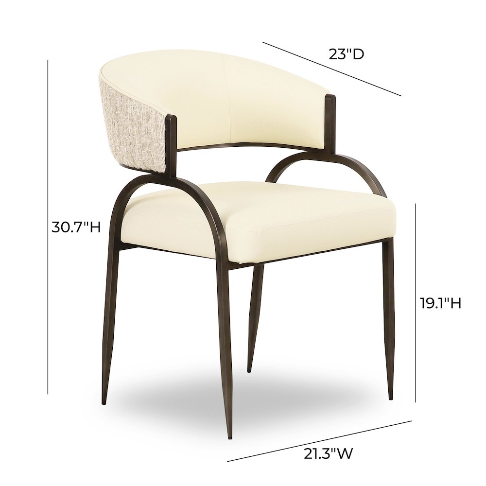 Tatum Cream Vegan Leather 2-Tone Dining Chair. Picture 6