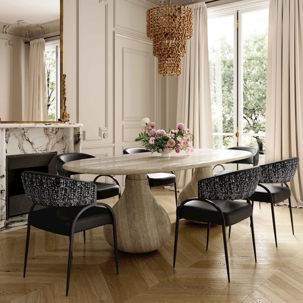 Tatum Black Vegan Leather 2-Tone Dining Chair. Picture 2