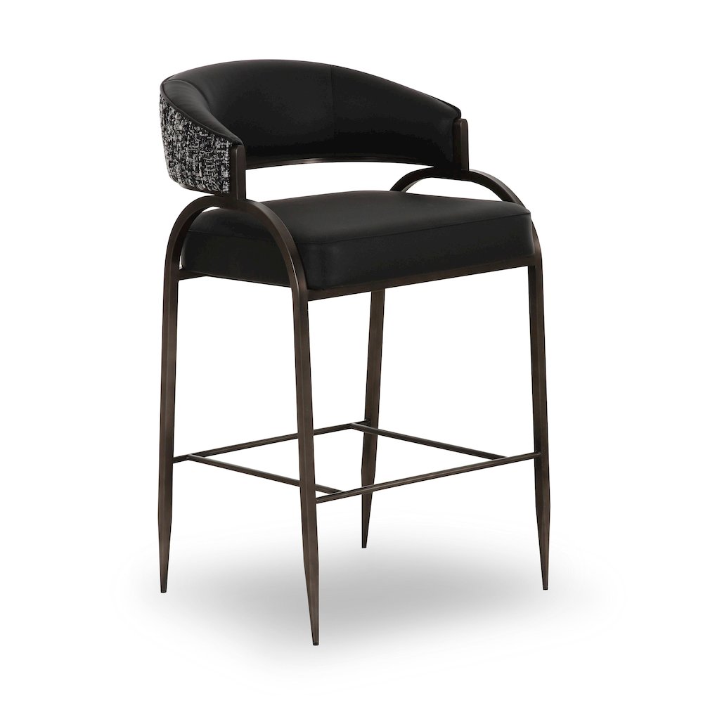 Tatum Black Vegan Leather 2-Tone Counter Stool. Picture 1