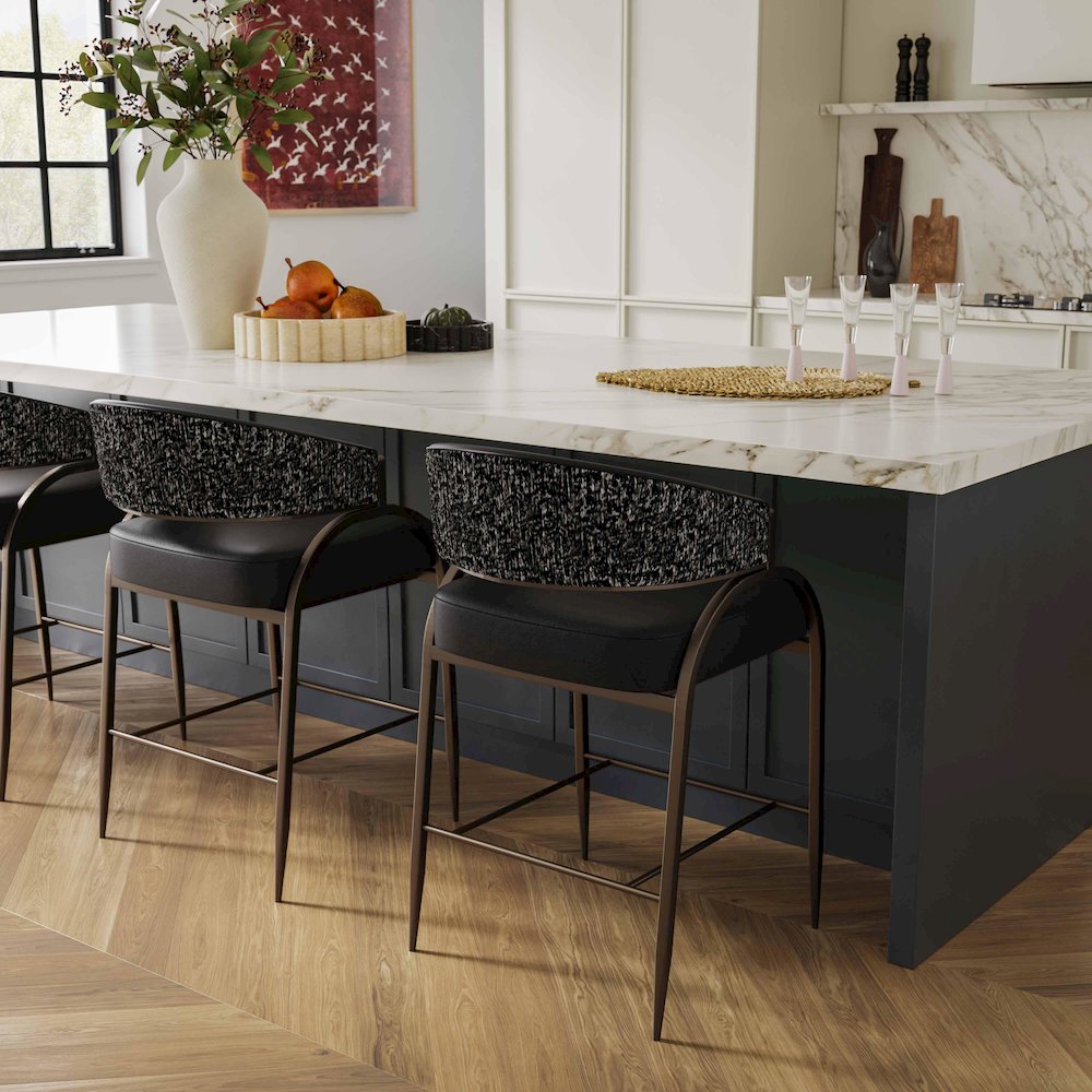 Tatum Black Vegan Leather 2-Tone Counter Stool. Picture 2